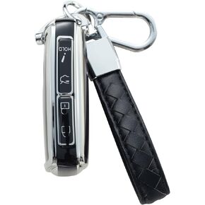 Compatible with Mazda Key Fob Cover with Leather Lanyard, Car Key Case Shell Protection for 2019-2022 Mazda 3, 2020-2022 Mazda CX-5 Smart Remote Control, White