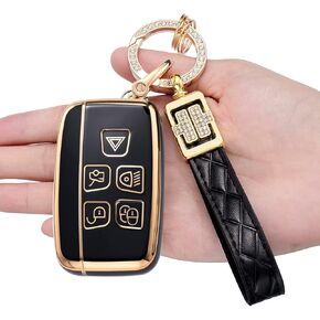 Compatible with Land Rover Key Fob Cover with Fashion Diamond Keychain for Evoque Velar Sport Discovery Freelander2 LR4 Land Rover Sport and Jaguar Smart Key in Kuwait