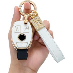 for Mercedes Benz Key Fob Cover with Keychain,Soft TPU 360 Degree Protection Car Key Shell Case for 2018-2021 S-Class,2017-2021 E-Class,2019-2021 A-Class C-Class G-Class key bag accessories