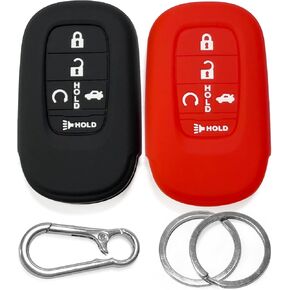 2-Pack Click&Fit Silicone Key Fob Covers Compatible with Honda 2022-2024 CR-V Civic Accord Pilot HR-V – Car Key Shell Rubber Protector 5-Buttons, Black+Grey