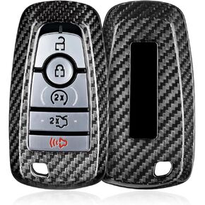 Key Fob Cover Fits for Ford Bronco Raptor,Real Carbon Fiber Key Case Shell Holder Protector Fits for Ford F-150 Raptor Explorer 2021-2024 Bronco Sport Smart Remote Accessories Silver Black
