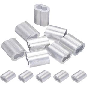 PATIKIL 3/8"/ 10mm Aluminum Crimping Loop Sleeves, 8Pcs Cable Crimp Ferrules Wire Rope Sleeves Loops for Rigging Railing, Silver Tone