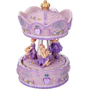 Elanze Designs Prima Donna Ballerina Musical Carousel 6 inch Rotating Figurine Plays Tune Swan Lake