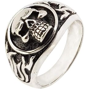 Men's Gothic, Biker, Musican Ring 925 Sterling Silver Band, Chunky Biker Skull Ring Size 8, 9, 10, 11, 12, 13, 14