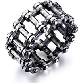 COLORFUL BLING Bicycle Chain Stainless Steel Motorcycle Biker Chain Ring for Men Women Size 7-12
