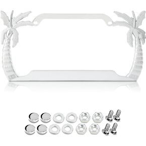 Palm Tree License Plate Frame,Beach License Plate Frame,Hawaiian License Plate Frame,Cute License Plate Frames for Women,Chrome License Plate Frame