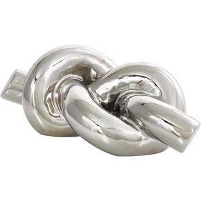 Deco 79 Ceramic Knot Decorative Sculpture Abstract Home Decor Statue, Accent Figurine 12" x 6" x 4", Silver