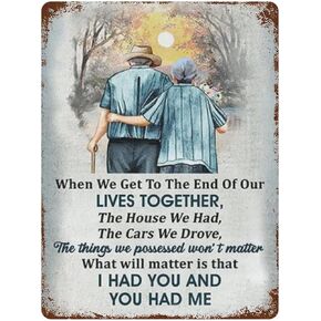Vintage Metal Tin Sign To My Wife Couple Wife Gift From Husband Old Couple Gift Valentine's Day Sign Funny Novelty Kitchen Bar Club Garage Garden Home Decor Wall Art Tin Signs 12X16 Inches