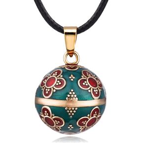 EUDORA Harmony Ball Necklace Vintage Colorful Creative Music Chime Bell Wishing Bola Enamel Craft Pendant, 30" & 45" Long Cord for Pregnancy