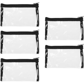 5 Pcs 6 x 3.5-inch Clear Waterproof Cosmetic Bag with Zipper Small Makeup Pouches for Purse Mini Clear Zipper Bag, Small Travel Kit Storage Pouch for Bathroom Vacation Organizing(Black)