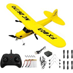 RC Airplane 2.4GHz Remote Control Airplane Gyro Easy to Fly Birthday for Beginner Kids Boys (Yellow)