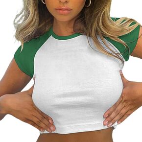 LovelyWholesale Women Graphic Crop Tops Letter Print Short Sleeve Tee Summer Sexy T Shirt
