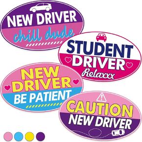 Student Driver Magnet for Car: Funny Animal Be Patient Bumper Sticker for Teen New Rookie Novice Driver - Reflective Weather-Resistant Safety Warning Signs for Metal Vehicle Surface (Classic)