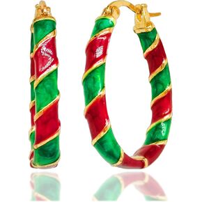 Christmas Earrings Christmas Hoop Earrings for Women Candy Cane Hoop Earrings Enamel Candy Cane Earrings Holiday Earrings Christmas Birthday Wedding New Year Gift Christmas Stocking Stuffers