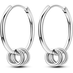 925 Sterling Silver Women Earrings,Large Round Hoops,Sparkling Star and Moon Earrings, Various Hypoallergenic Earrings, Best Gift for Women