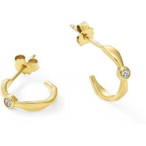 925 Sterling Silver Earring | Gold Hoop Earrings for Women Trendy | Aria Hoop Earrings with Lab Grown Diamond Accents | Hypoallergenic Jewelry | Gift for Women Men