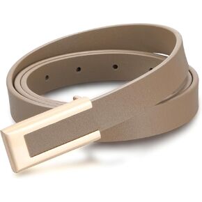 Genuine Leather Belts for Women Skinny Waist Belt for Dresses Jeans Pants with Gold Buckle