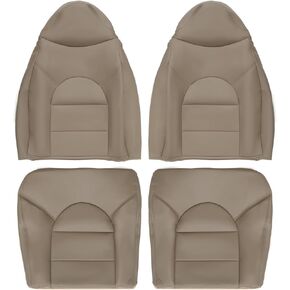 Driver Passenger Side Seat Covers Compatible with(Fit F Series) 250 350 450 550 1999-2000 Bottom+Top Leather Seat Cover 4pcs Tan Front Left Right