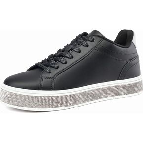GOSERCE Women's Fashion Sneakers with Sparkly Glitter Rhinestone Sneakers Platform Tennis Shoes Trendy Cute Comfortable Casual Dressy Wedding Bridal Walking Concert Fall