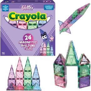 Crayola Glitter Magnetic Tiles, Building Set for Kids, Magnetic Tiles, Magnetic Building Toys for Kids, STEM Toys for Boys and Girls Ages 3 and Up, 36-Piece Set (Glitter)