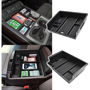 Center Console Organizer Tray Compatible with Chevy Silverado/GMC Sierra 1500 (2014-2018) and Silverado/Sierra 2500/ 3500HD (2015-2019) Accessories, Full Console w/Bucket Seats ONLY (2pcs)