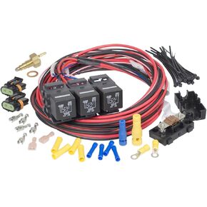 Painless Performance 30118 Dual Activation, Dual Electric Fan Relay Kit with Thermostatic Switch (On 205/Off 190) for LSX