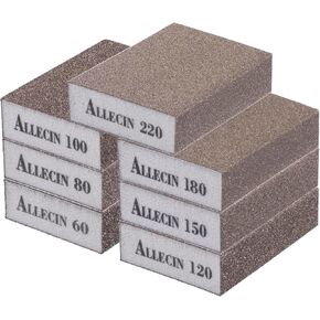Sanding Sponge 120 Grit Washable and Reusable Sandpaper Block Wet Dry Sand Paper Brick Medium Grits Sandblock for Wood Drywall Metal Crafts (Pack of 6 Pcs)