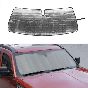 Jimen for 2007-2012 Dodge Nitro/Jeep Liberty Windshield Sunshade, Car Front Window Sun Shade Foldable Sun Visor