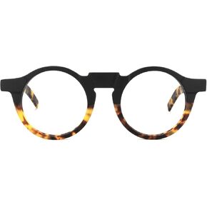 Zeelool Vintage Boston Shape Preppy Look Acetate Round Glasses Frame with Non-prescription Clear Lens Jamie FA0453