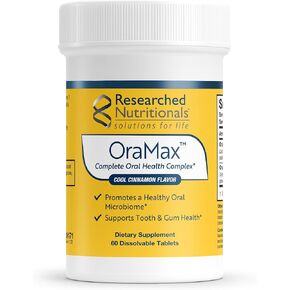 Researched Nutritionals OraMax - Oral Health Complex to Fight Bad Breath and Support Health Teeth & Gums - Oral Probiotics, Enzymes, Nutrients & Herbs (60 Dissolving Tablets)