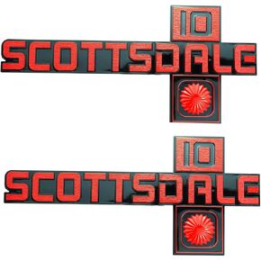 2Pc Set 81-88 Chevy Scottsdale 10 Emblem 3D Badge Nameplate Truck Square Body Front Fender 14051848 PR Pickup Trucks Replacement for Scottsdale (Silver)
