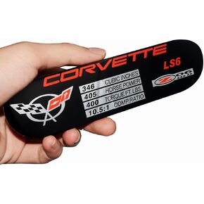 1Pc C5 ZO6 Corvette Spec Data ID Metal Plate Consoler Emblem 3D Badge Nameplate LS6 405HP 2002-2004 Z06 Replacement for Corvette