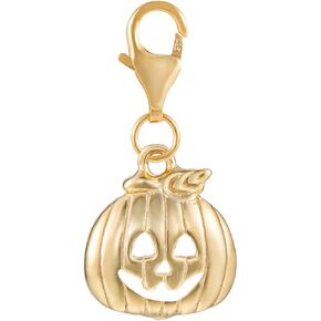 925 Silver Pumpkin Halloween Charm: Spooky 18K Gold-Plated Accent for Bracelets and Necklaces