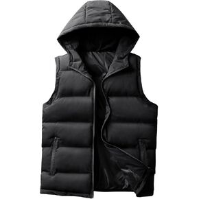 SOLY HUX Men's Zip Up Puffer Vest Sleeveless Hoodies Coat Warm Outerwear with Pockets