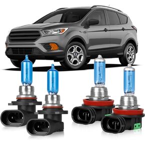 OQSNCV Fit for Ford Escape (2017-2023) Halogen Headlight Bulbs, 9005 High Beam + H11 Low Beam+ H11 Fog Light Headlamp Replacement Bulbs Kit 100W 12V, Pack of 6