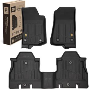 Cat® JustFit™ 3D Floor Mats for Jeep Wrangler 4WD 2018-2025, All Weather Custom Fit Jeep Wrangler 4WD Floor Liners with Extended Coverage Design, Jeep Wrangler 4WD Car Floor Mats Full Set