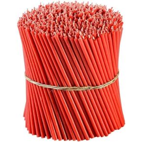 Danilovo Pure Beeswax Candles - No-Drip, Smoke-Less, Tall, Thin Taper Candles – Decorative Candles for Church Prayer, Decor or Birthday Candles – Honey Scented – 6.3 in, Ø 0.2 in (Red, 50pcs)