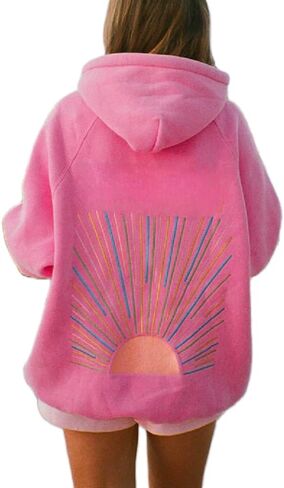 Sastianaen Cute Graphic Hoodies for Teen Girls Y2k Oversized Print Hoodie Vintage Preppy Pullover Sweatshirt in Saudi Arabia