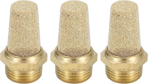 PATIKIL 1/8 Inch NPT Sintered Bronze Exhaust Muffler, 3Pcs Brass Pneumatic Muffler in Kuwait