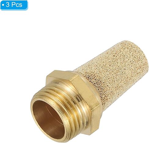 PATIKIL 1/8 Inch NPT Sintered Bronze Exhaust Muffler, 3Pcs Brass Pneumatic Muffler in Kuwait