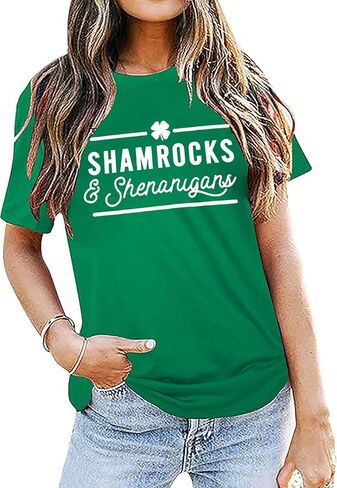 St. Patrick's Day Shirt Women Lucky Shamrock Tee St Pattys Day Irish Tshirt Clover Graphic Short Sleeve Top in Saudi Arabia