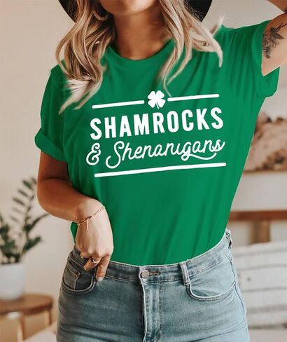 St. Patrick's Day Shirt Women Lucky Shamrock Tee St Pattys Day Irish Tshirt Clover Graphic Short Sleeve Top in Saudi Arabia