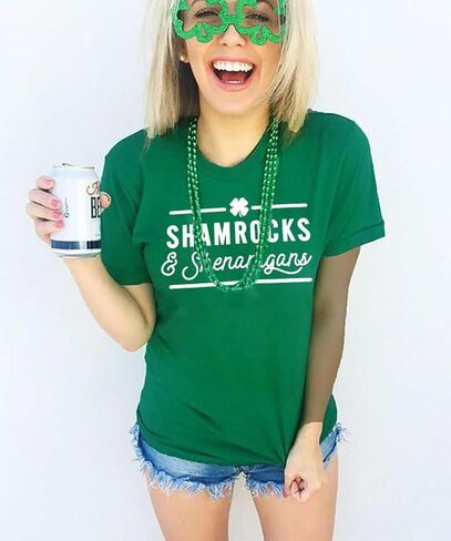 St. Patrick's Day Shirt Women Lucky Shamrock Tee St Pattys Day Irish Tshirt Clover Graphic Short Sleeve Top in Saudi Arabia