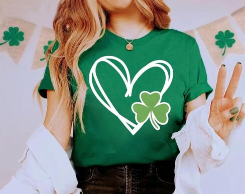 St. Patrick's Day Shirt Women Lucky Shamrock Tee St Pattys Day Irish Tshirt Clover Graphic Short Sleeve Top in Saudi Arabia