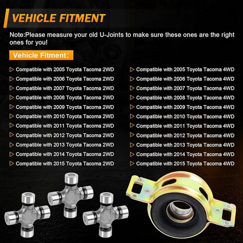372300K040 محمل دعم مركز عمود المحرك ومجموعة مفاصل U 5-213X متوافقة مع Toyota Tacoma 2005-2015 2WD 4WD مجموعة محامل شماعات U-Joint الخلفية in Kuwait