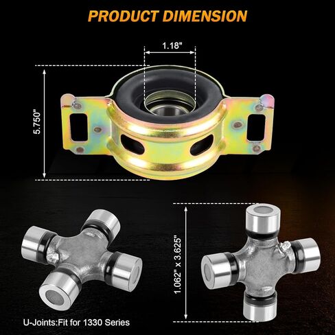 372300K040 محمل دعم مركز عمود المحرك ومجموعة مفاصل U 5-213X متوافقة مع Toyota Tacoma 2005-2015 2WD 4WD مجموعة محامل شماعات U-Joint الخلفية in Kuwait