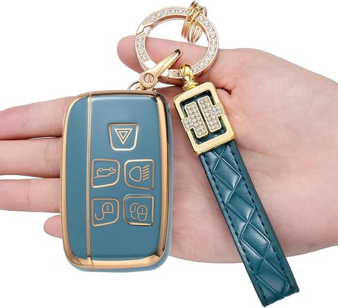 Compatible with Land Rover Key Fob Cover with Fashion Diamond Keychain for Evoque Velar Sport Discovery Freelander2 LR4 Land Rover Sport and Jaguar Smart Key in Kuwait