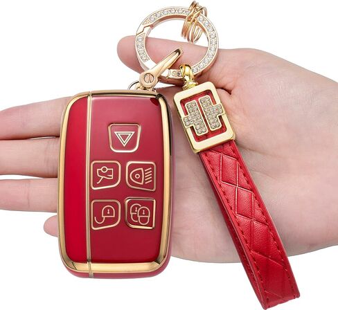Compatible with Land Rover Key Fob Cover with Fashion Diamond Keychain for Evoque Velar Sport Discovery Freelander2 LR4 Land Rover Sport and Jaguar Smart Key in Kuwait