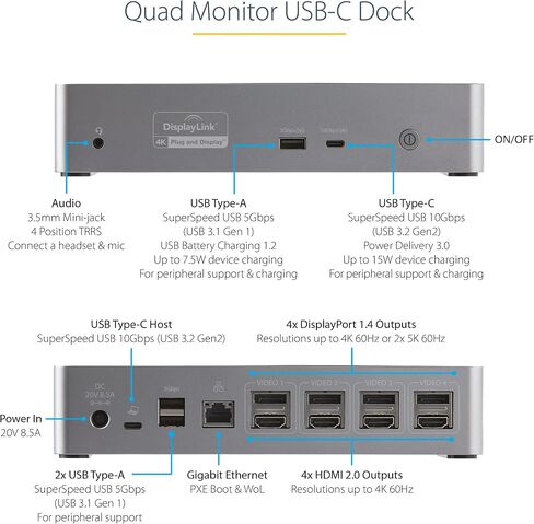 StarTech.com USB-C Docking Station (10-in-1, USB4), Up to 100W Charging for Laptop, 40Gbps Data Transfer, 2.5Gb Ethernet, Single 8K, Dual 4K Display, 6X USB (Not MacOS Compatible) in Saudi Arabia