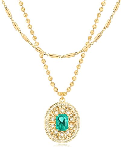 BENEIGE Layered Necklaces for Women 14K Gold Plated Emerald Necklace for Women Dainty Gold Necklace Stack Hypoallergenic Jewelry for Women in Kuwait